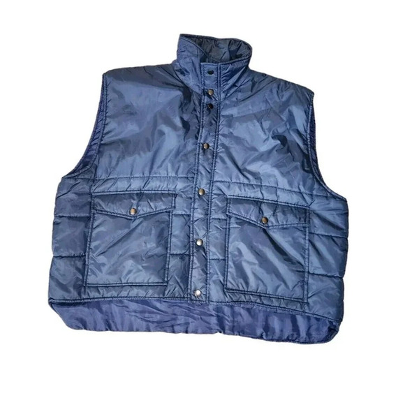 St. Moritz Vest Large Blue Button Up Quilted Outdoor Hiking Puffer Size XXL - Picture 1 of 7